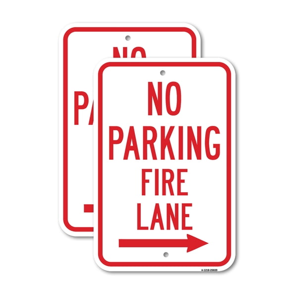 (2 Pack) No Parking Fire Lane With Right Arrow | 18" X 24" Heavy-Gauge Aluminum Sign | Rust Free Aluminum, Weather Resistant, Waterproof, Fade Resistant, 2 Pre-drilled Holes