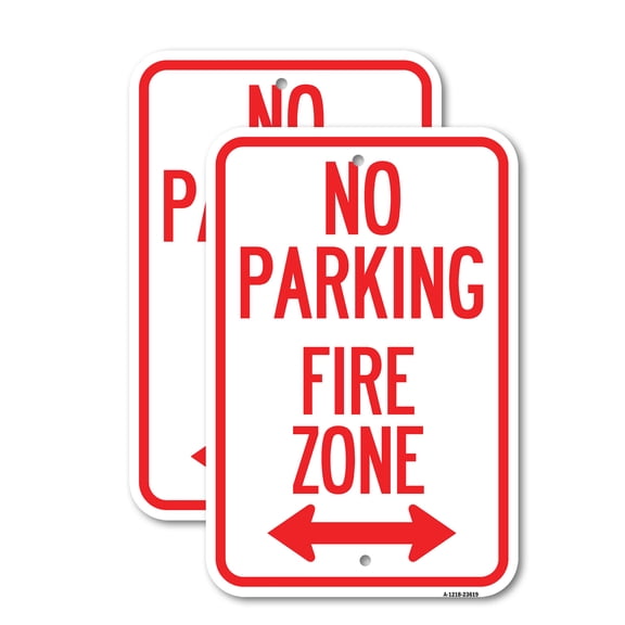 (2 Pack) No Parking Fire Zone with Bidirectional Arrow | 12" X 18" Heavy-Gauge Aluminum Sign | Rust Free Aluminum, Weather Resistant, Waterproof, Fade Resistant, 2 Pre-drilled Holes