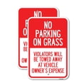 thumbnail image 1 of (2 Pack) No Parking on Grass Violators Will Be Towed Away at Vehicle Owner's Expense | 12" X 18" Heavy-Gauge Aluminum Sign | Rust Free Aluminum, Weather Resistant, Waterproof, Fade, 1 of 4