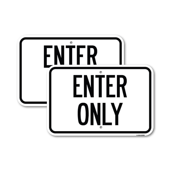 (2 Pack) Parking Lot Sign Enter Only | 18" X 24" Heavy-Gauge Aluminum Sign | Rust Free Aluminum, Weather Resistant, Waterproof, Fade Resistant, 2 Pre-drilled Holes