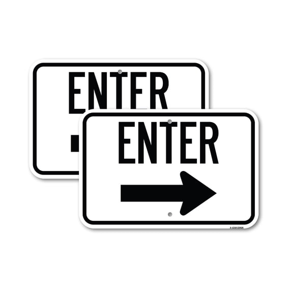 (2 Pack) Parking Lot Sign Enter Sign (Right Arrow) | 18" X 24" Heavy-Gauge Aluminum Sign | Rust Free Aluminum, Weather Resistant, Waterproof, Fade Resistant, 2 Pre-drilled Holes