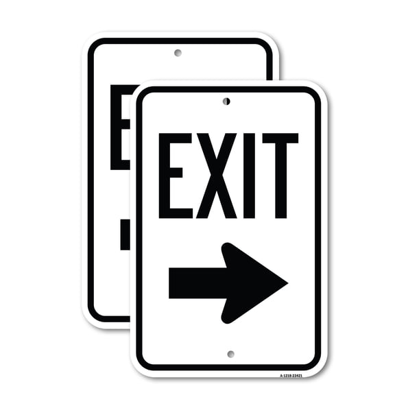 (2 Pack) Parking Lot Sign Exit Sign (Right Arrow) | 12" X 18" Heavy-Gauge Aluminum Sign | Rust Free Aluminum, Weather Resistant, Waterproof, Fade Resistant, 2 Pre-drilled Holes