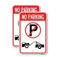 thumbnail image 1 of (2 Pack) No Parking (No Parking Symbol and Tow Truck Symbol) | 18" X 24" Heavy-Gauge Aluminum Sign | Rust Free Aluminum, Weather Resistant, Waterproof, Fade Resistant, 2 Pre-drilled Holes, 1 of 4