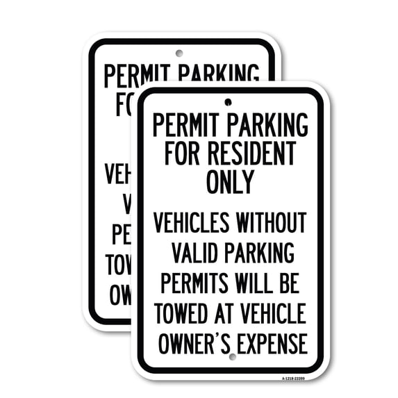 (2 Pack) Parking Permit Sign Permit Parking for Residents Only Vehicles ...
