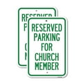 thumbnail image 1 of (2 Pack) Parking Reserved for Church Member | 12" X 18" Heavy-Gauge Aluminum Sign | Rust Free Aluminum, Weather Resistant, Waterproof, Fade Resistant, 2 Pre-drilled Holes, 1 of 4
