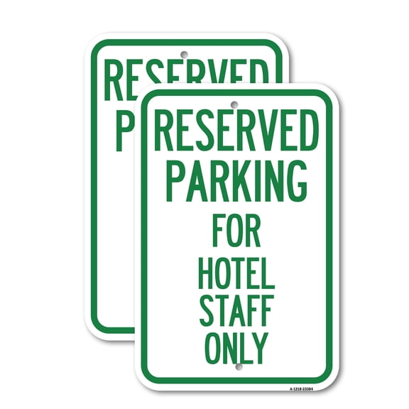 (2 Pack) Parking Reserved for Hotel Staff Only | 18" X 24" Heavy-Gauge Aluminum Sign | Rust Free Aluminum, Weather Resistant, Waterproof, Fade Resistant, 2 Pre-drilled Holes