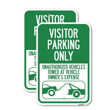 (2 Pack) Parking Restriction Sign Visitor Parking Only, Unauthorized Vehicles Towed at Owner Expense with Graphic | 12" X 18" Heavy-Gauge Aluminum Sign | Rust Free Aluminum, Weather