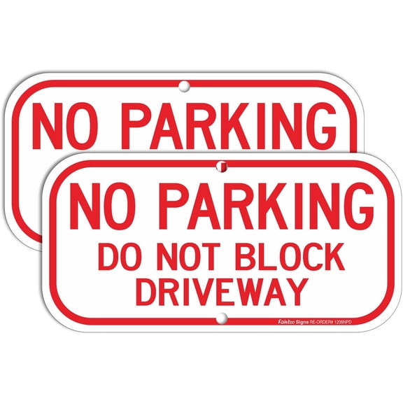 2 Pack No Parking Sign, Do Not Block Driveway Sign, Rust Free Aluminum 12 x 8 Inches, UV Protected, Weather Resistant, Waterproof, Durable Ink，Easy to Mount