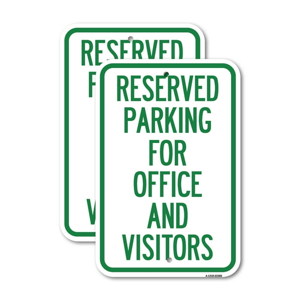 (2 Pack) Parking Sign Reserved Parking for Office and Visitors | 12" X 18" Heavy-Gauge Aluminum Sign | Rust Free Aluminum, Weather Resistant, Waterproof, Fade Resistant, 2 Pre-drilled Holes