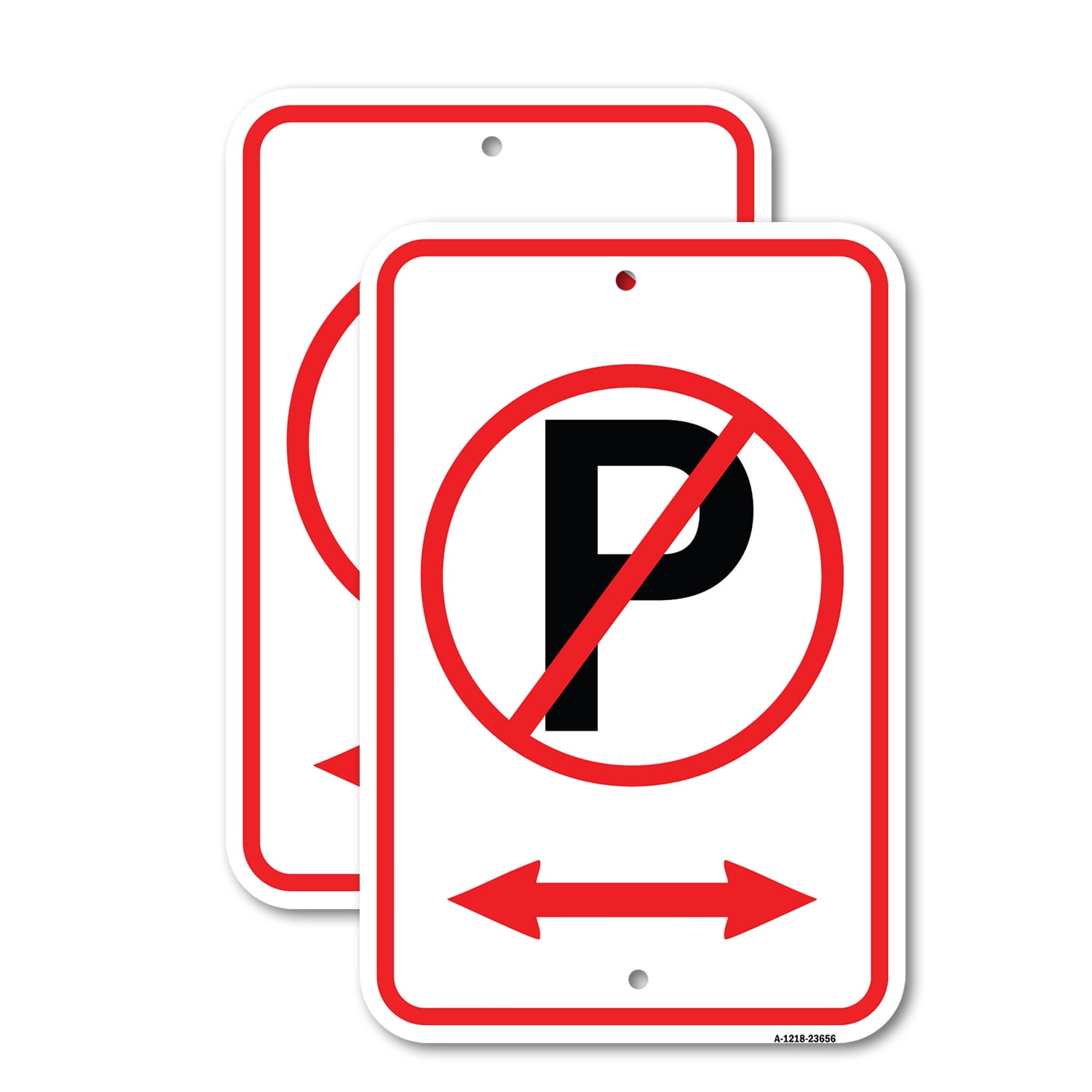 (2 Pack) No Parking Symbol with Bidirectional Arrow | 18