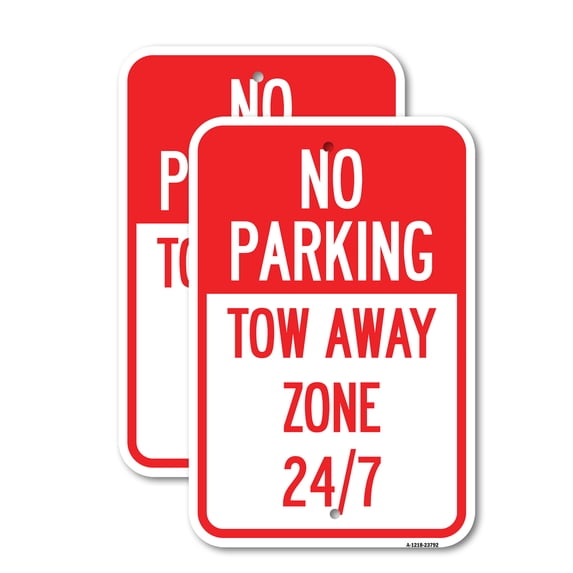 (2 Pack) No Parking - Tow Away Zone 247 | 18" X 24" Heavy-Gauge Aluminum Sign | Rust Free Aluminum, Weather Resistant, Waterproof, Fade Resistant, 2 Pre-drilled Holes