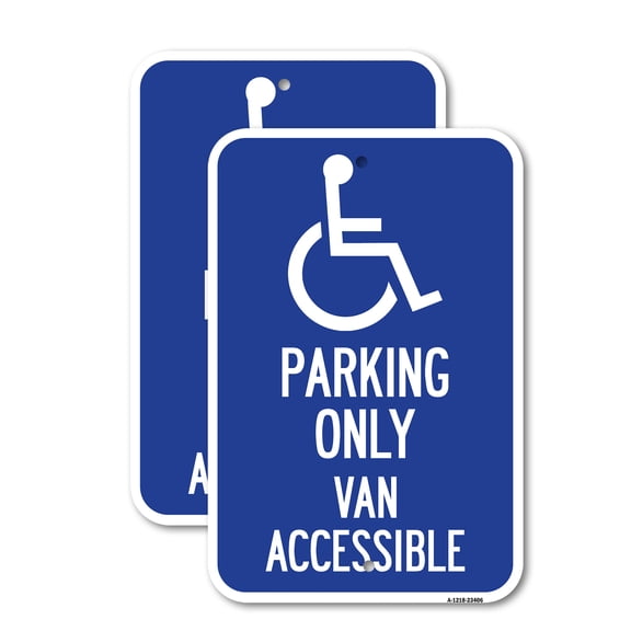 (2 Pack) Parking Only Van Accessible (With Graphic) | 12" X 18" Heavy-Gauge Aluminum Sign | Rust Free Aluminum, Weather Resistant, Waterproof, Fade Resistant, 2 Pre-drilled Holes