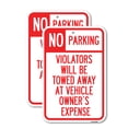 thumbnail image 1 of (2 Pack) No Parking Violators Towed Away at Owner's Expense | 12" X 18" Heavy-Gauge Aluminum Sign | Rust Free Aluminum, Weather Resistant, Waterproof, Fade Resistant, 2 Pre-drilled, 1 of 4