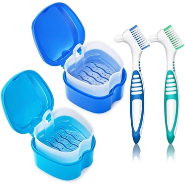 Denture Bath Case Orthodontic Dental Retainer Box Plastic False Teeth Bath Box Denture Cleanning Set Container Soaking Denture Bath For Storing...