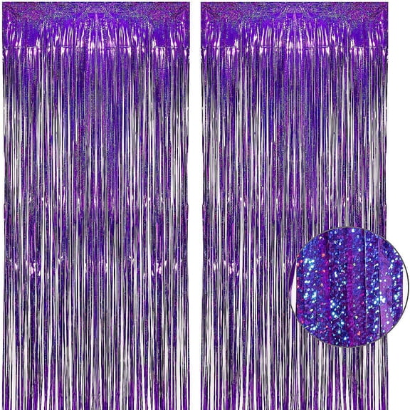 2 Pack Party Streamers Backdrop Tinsel Foil Fringe Curtains Halloween Party Decorations Birthday Wednesday Twilight Party Decorations Graduation Wizard Party Supplies