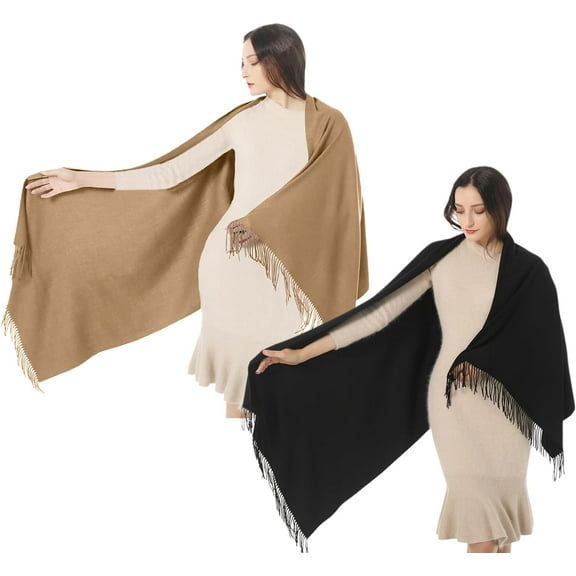 2 Pack Pashmina Shawls and Wraps Large Scarf Womens Gift for Evening Dress Wedding Bridesmaid Bridal Shawl Wrap