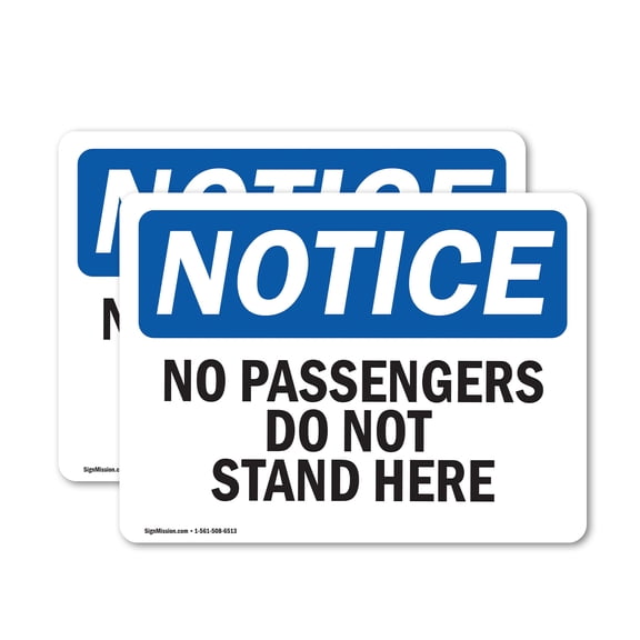 (2 Pack) No Passengers Do Not Stand Here OSHA Notice Sign 5 Inch X 3.5 Inch Vinyl Label Decal Sticker Weather Resistant, UV Protected for Workplace, Business, and Construction Site,
