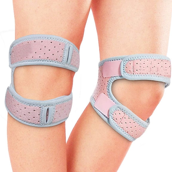 2 Pack Patella Knee Strap, Knee Pain Relief with 3D Silicone Adjustable Knee Band, Knee Brace Stabilizer for Men & Women for Running,Hiking,Weightlifting, Basketball,Riding,Volleyball & SquatsPINK