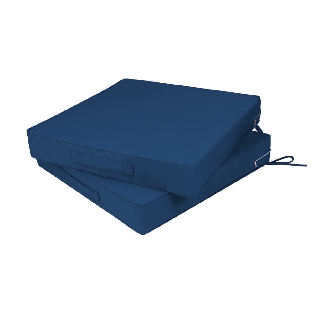 Outdoor Chair Cushions Set of 2 -Waterproof Outdoor Seat Cushions for Patio Furniture, Patio Chair Cushion with Handle and Ties, Square Out Door Chair Pads,19" x 19" x 3", Blue
