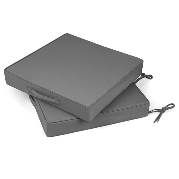 Outdoor Chair Cushions Set of 2 -Waterproof Outdoor Seat Cushions for Patio Furniture, Patio Chair Cushion with Handle and Ties, Square Out Door Chair Pads,19" x 19" x 3",Dark Gray