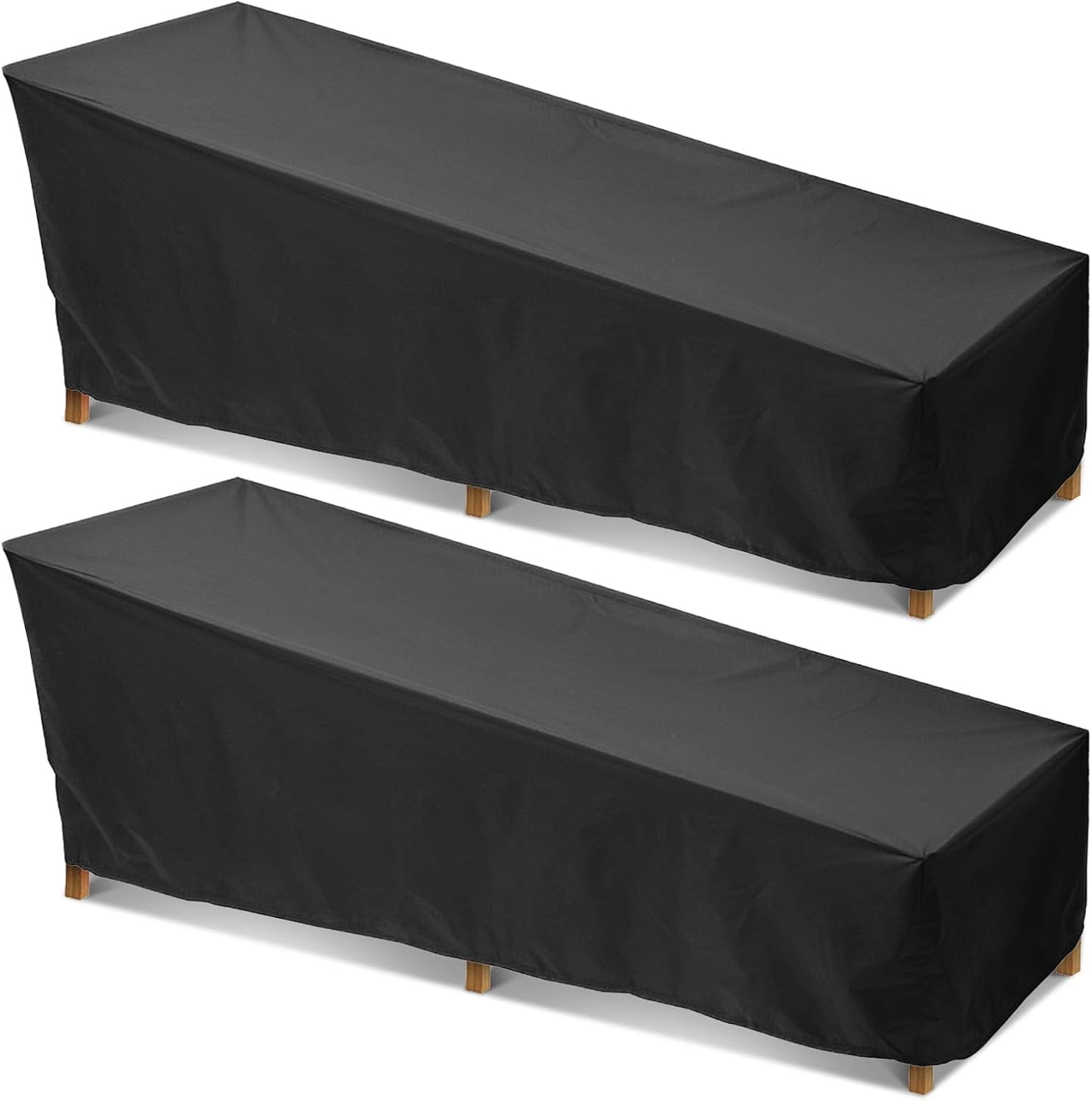 2 Pack Patio Chaise Lounge Cover, 210D Lightweight Lounge Chair Covers Waterproof Outdoor, Patio Furniture Covers for Outside - 81.89"L x 29.92"W x 31.10"H, Black