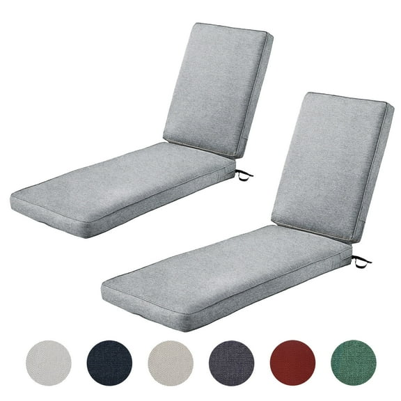 2-Pack Patio Chaise Lounge Cushion Water-Resistant Heavy Duty 3" Thickness high-density foam with Washable Cover