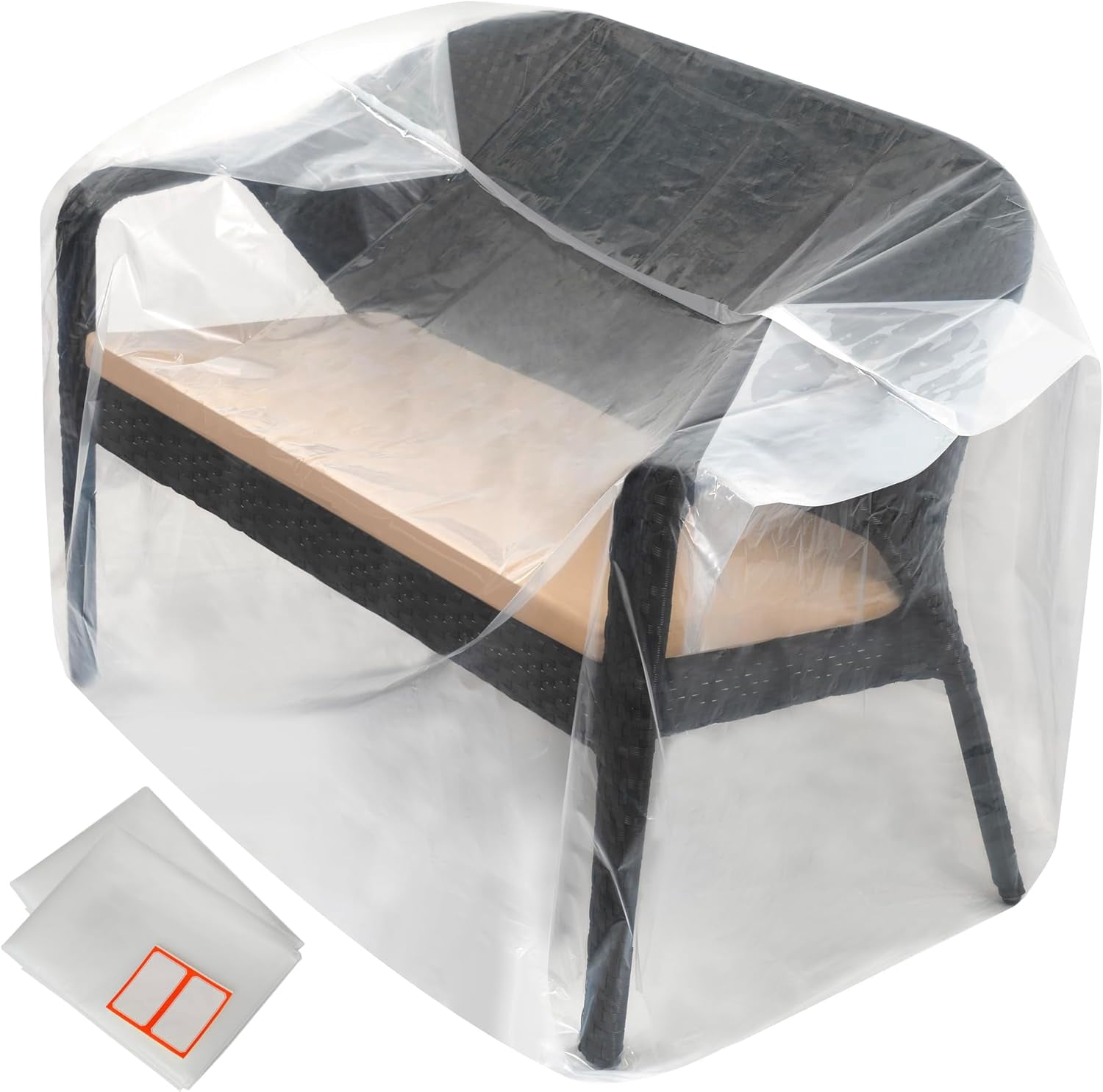2-Pack Patio Loveseat Bench Cover, Heavy-Duty Clear Plastic Waterproof Outdoor Furniture Covers, Extra-Thick 58" x 28" x 52.5", Reusable Garden Sofa Protection
