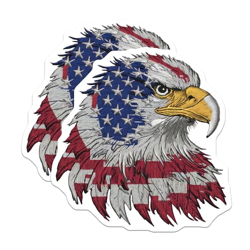 (2 Pack) Patriotic Bald Eagle Magnets - American Flag Art - USA Pride - Eagle Head Magnet - 5" On Longest Side - for Cars, Fridges, Toolboxes - Made in USA - MAG6405