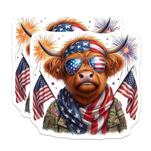 (2 Pack) Patriotic Cow Magnets - USA Flag Decor - Fun Refrigerator Magnets for Kitchen - 5" On Longest Side - for Cars, Fridges, Toolboxes - Made in USA - MAG6337
