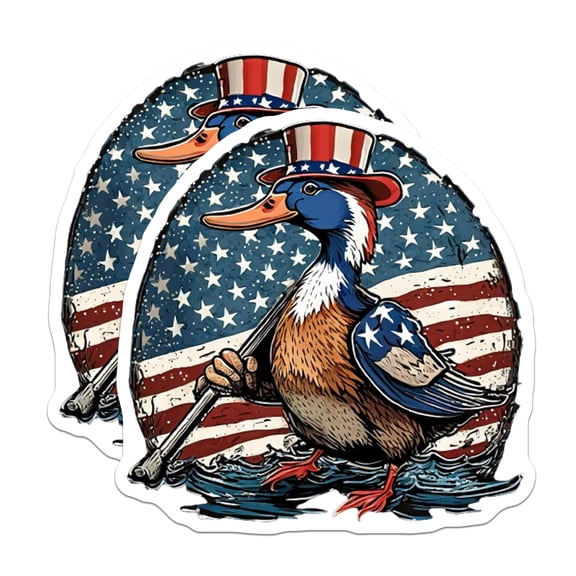 (2 Pack) Patriotic Duck Magnets - Uncle Sam Americana Decor - Fourth of July Fridge Art - 5 Inches On Longest Side - Thick Durable Magnet - Made in USA - MAG21834