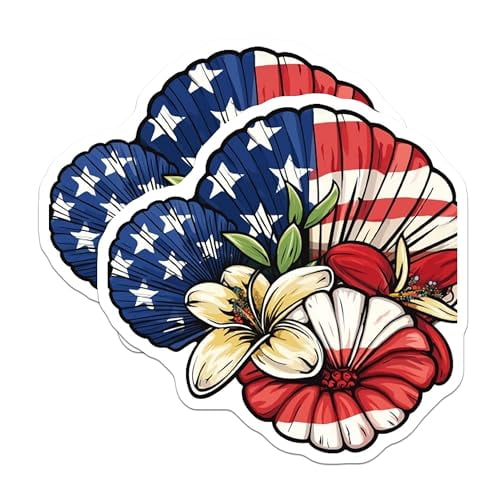(2 Pack) Patriotic Floral Magnets Magnets - American Flag Decor - USA Themed - 5" On Longest Side - Made in USA - Sticks to Refrigerators & Metal Surfaces - MAG8973