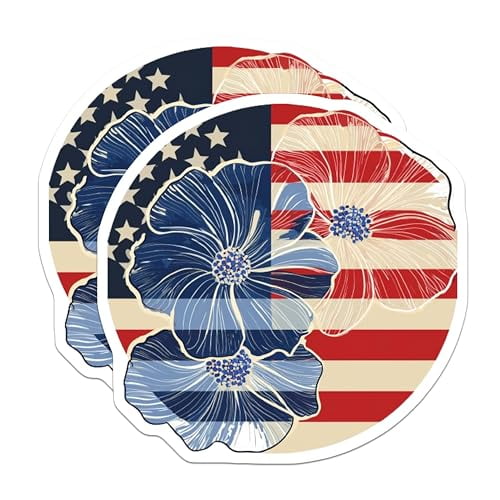 (2 Pack) Patriotic Flower Magnets Magnets - American Flag Decor - 5" On Longest Side - Made in USA - Sticks to Refrigerators & Metal Surfaces - MAG8978