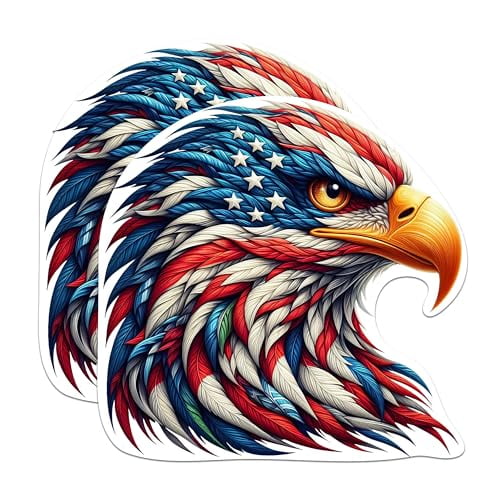 (2 Pack) Patriotic USA Flag Bald Eagle Screaming Eagle Magnets - USA Flag Magnets - 5 Inches On Longest Side - Premium Magnet - for Cars, Refrigerators, Toolboxes - Made in USA - MAG2120