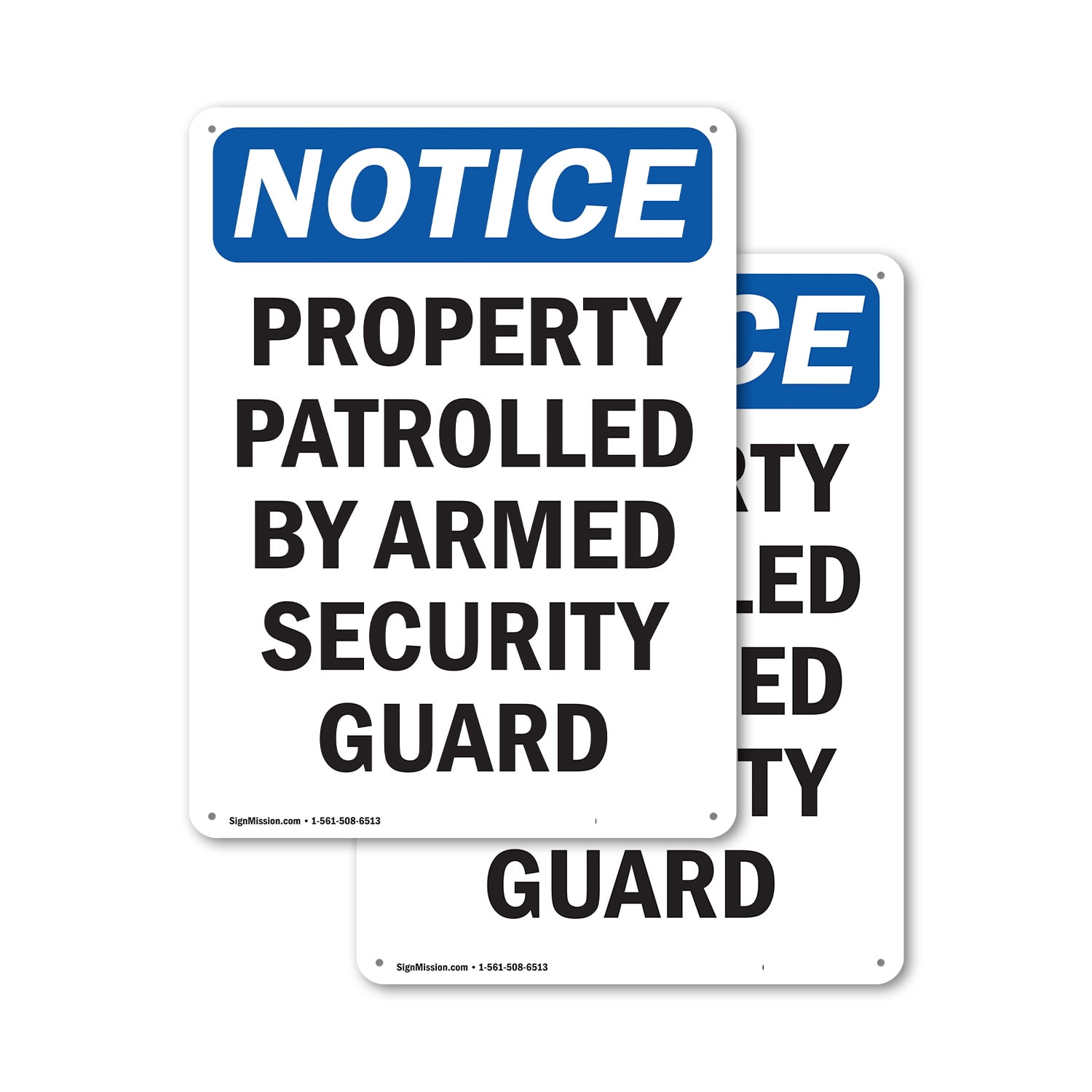 (2 Pack) Patrolled By Armed Security Guard OSHA Notice Sign 12 Inch X ...