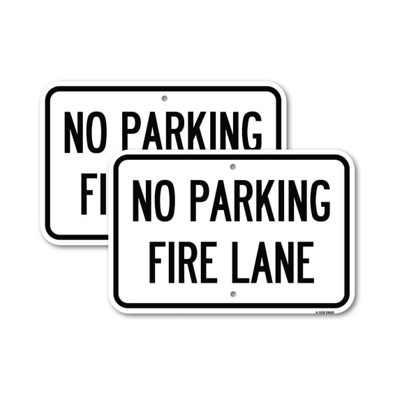 (2 Pack) Pavement Stencil No Parking Fire Lane | 18" X 24" Heavy-Gauge Aluminum Sign | Rust Free Aluminum, Weather Resistant, Waterproof, Fade Resistant, 2 Pre-drilled Holes