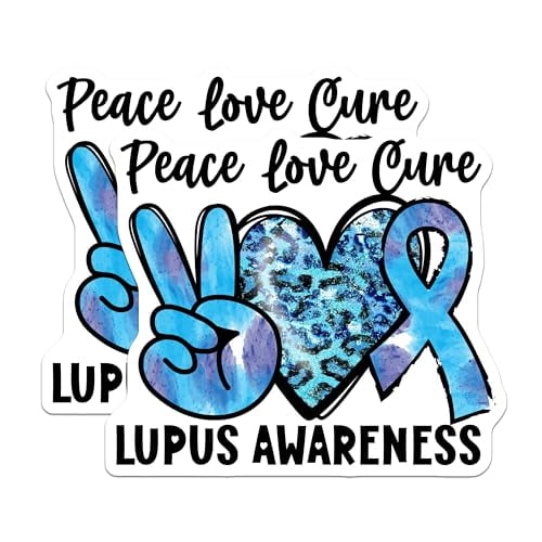 (2 Pack) Peace Love Cure Lupus Awareness Magnets - Awareness Ribbon - Lupus Support Magnets - 5" On Longest Side - for Cars, Fridges, Toolboxes - Made in USA - MAG4286