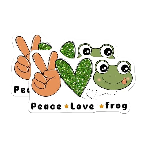 (2 Pack) Peace Love Frog Magnets - Cute Animal Magnet - Peace Sign Home Decoration - 5" On Longest Side - for Cars, Fridges, Toolboxes - Made in USA - MAG6736