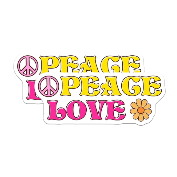 (2 Pack) Peace Love Magnets - Retro 70s Decor - Hippie Aesthetic Kitchen Magnets - 5" On Longest Side - Premium Magnet - for Cars, Refrigerators, Toolboxes, Lockers - Made in USA - MAG16193