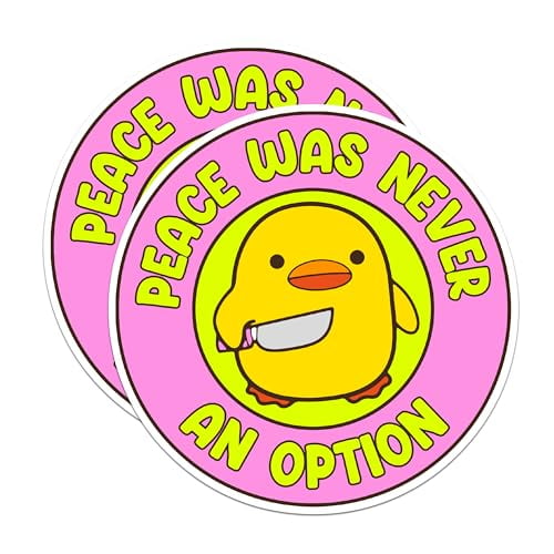 (2 Pack) Peace was Never an Option Magnets - Funny Duck Magnet - 5" On Longest Side - Premium Magnet - for Cars, Refrigerators, Toolboxes, Lockers - Made in USA - MAG1656