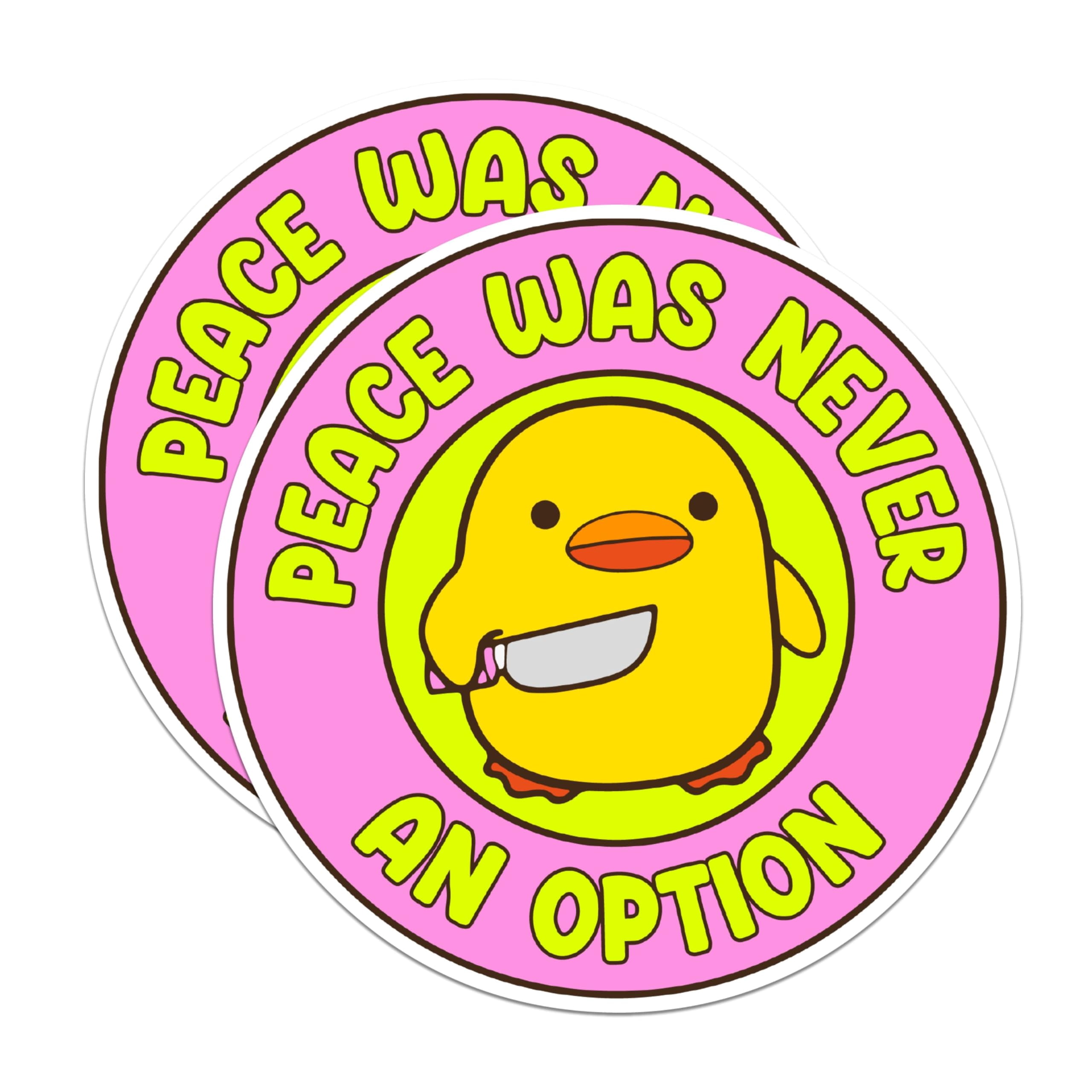 (2 Pack) Peace was Never an Option Stickers - Funny Duck Sticker - 5 ...