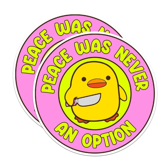(2 Pack) Peace was Never an Option Stickers - Funny Duck Sticker - 5 Inches On Longest Side - Premium Vinyl - for Cars, Trucks, Skateboards, Laptops - Made in USA - BMCS1656