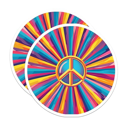 (2 Pack) Peace Sign Magnets Magnets - Colorful Peace Symbol - 5" On Longest Side - Made in USA - Sticks to Refrigerators & Metal Surfaces - MAG8870