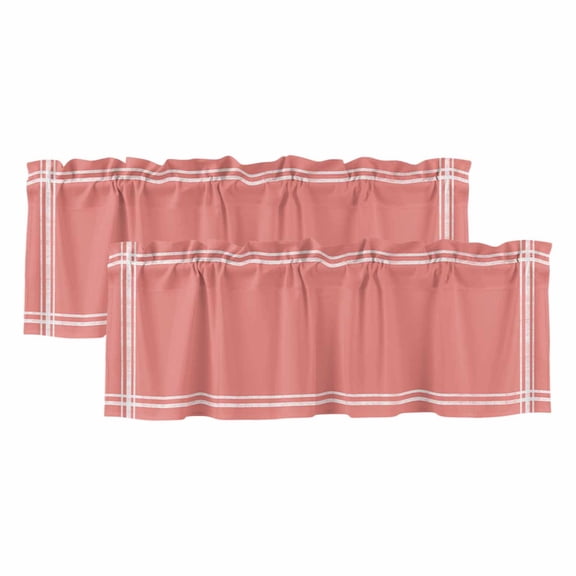 2 Pack Peach Solid Valance for Window Kitchen Valance Rod Pocket Short Curtain Topper Decorative Window Treatment for Living Room Bedroom 42"x12"