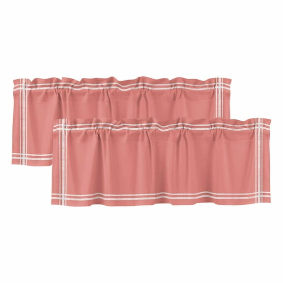 2 Pack Peach Solid Valance for Window Kitchen Valance Rod Pocket Short Curtain Topper Decorative Window Treatment for Living Room Bedroom 54"x18"