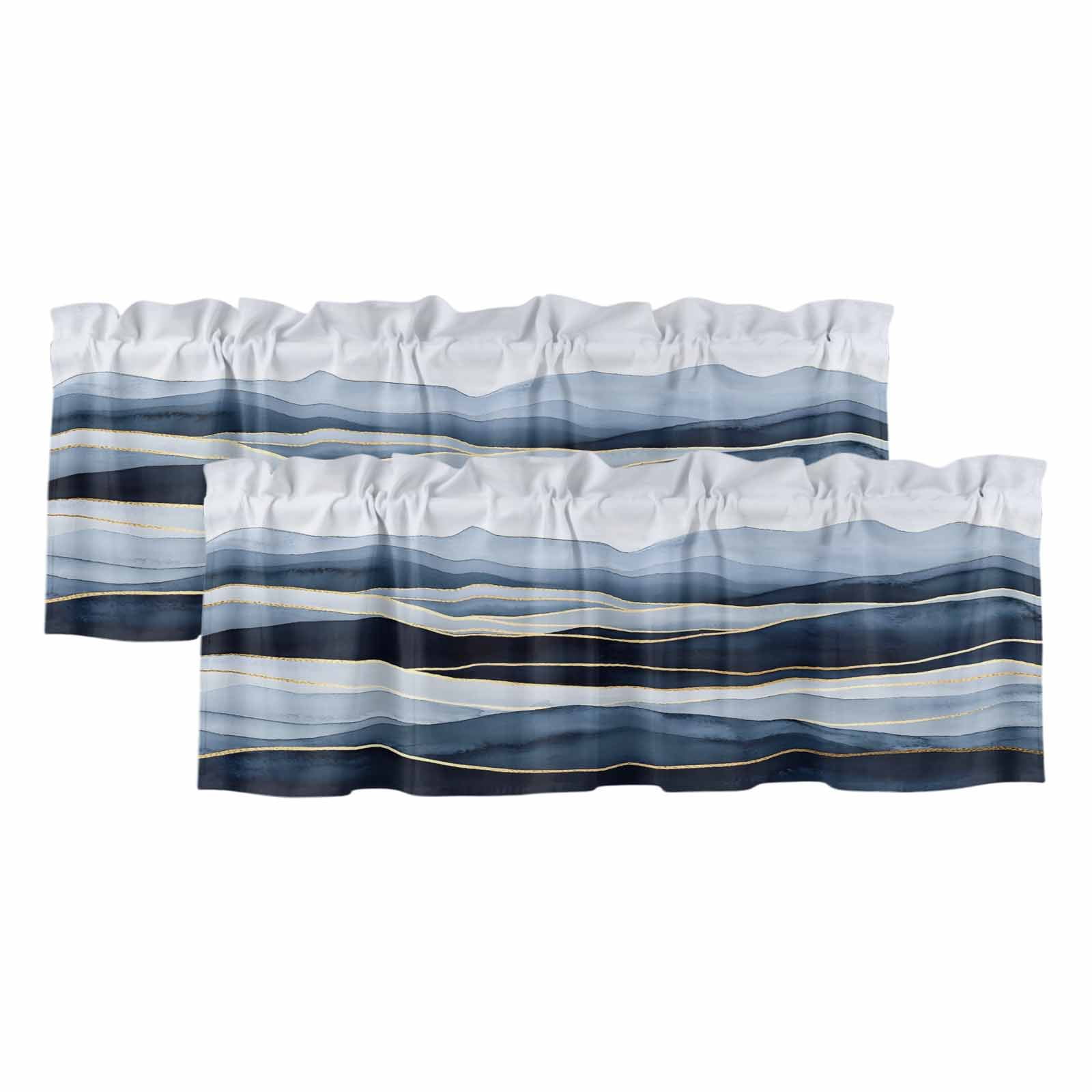 2 Pack Peak Golden Texture Valance for Window Blue Watercolor Cloud ...