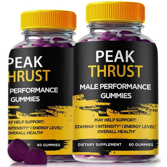 (2 Pack) Peak Thrust Gummies Official PeakThrust All-Natural Gummy for Physical Health & Overall Well-Being, Premium Gomitas for Energy, Vitality & Wellness Support, Reviews (120 Gummies)