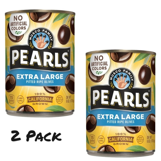 ( 2 Pack ) Pearls Extra Large Pitted California Ripe Olives 6 oz. Can.