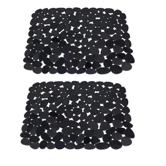 2 Pack Pebble Sink Mat for Kitchen Sink, PVC Sink Protector Mat for Stainless Steel and Porcelain, Dish Drying Sink Liner, 15.7 x 11.8 Inch, Black
