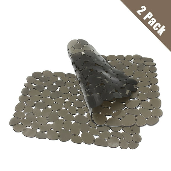 2 Pack Pebble Sink Mat for Stainless Steel/Ceramic Sinks,Adjustable PVC Sink Protectors Mats , Dish Drying Mat , 15.7 x 11.8 inch, Brown