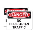 thumbnail image 1 of (2 Pack) No Pedestrian Traffic OSHA Danger Sign 10 Inch X 7 Inch Vinyl Label Decal Sticker Weather Resistant, UV Protected for Workplace, Business, and Construction Site, Made in the, 1 of 7